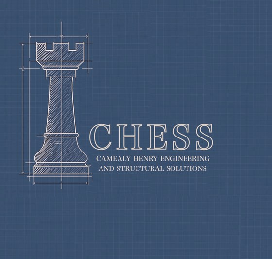 CHESS LLC blueprint style rook logo